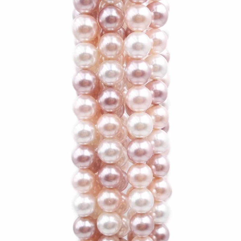Perle di maiorca tonde lisce 6 mm colori cipria mix filo 40 cm (perma17) - pietreeminuterie.com
