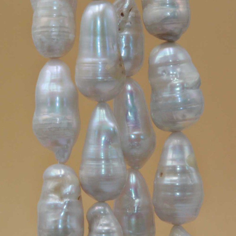 Perle di fiume gocce irregolari 22x11 mm bianche 2 pz (gg-001-a) - pietreeminuterie.com