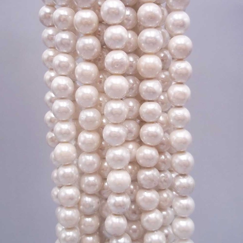 Perle di maiorca bianche lucido 4 mm filo 40 cm (pl44) - pietreeminuterie.com