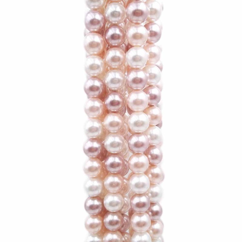 Perle di maiorca tonde lisce 4 mm colori cipria mix filo 40 cm (perma1xa) - pietreeminuterie.com