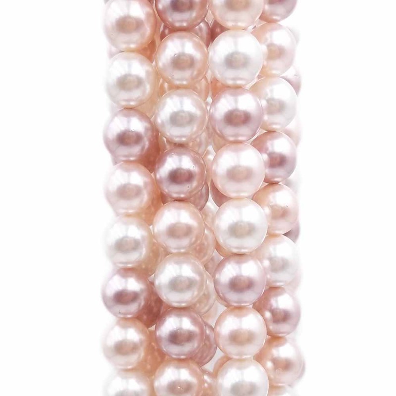 Perle di maiorca tonde lisce 8 mm colori cipria mix filo 40 cm (perma192) - pietreeminuterie.com
