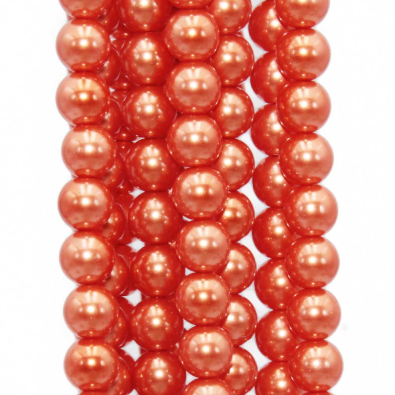Perle cerate grado A++ tonde arancio corallo 6 mm filo 40 cm (cer-a6m) - pietreeminuterie.com