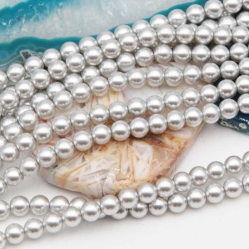 Perle cerate grado A++ tonde argento 4 mm filo 40 cm Perle cerate grado A++ tonde argento 4 mm filo 40 cm