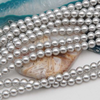 Perle cerate grado A++ tonde argento 6 mm filo 40 cm Perle cerate grado A++ tonde argento 6 mm filo 40 cm