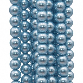 Perle cerate grado A++ tonde azzurre 6 mm filo 40 cm