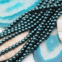 Perle cerate grado A++ tonde verde petrolio 4 mm filo 40 cm