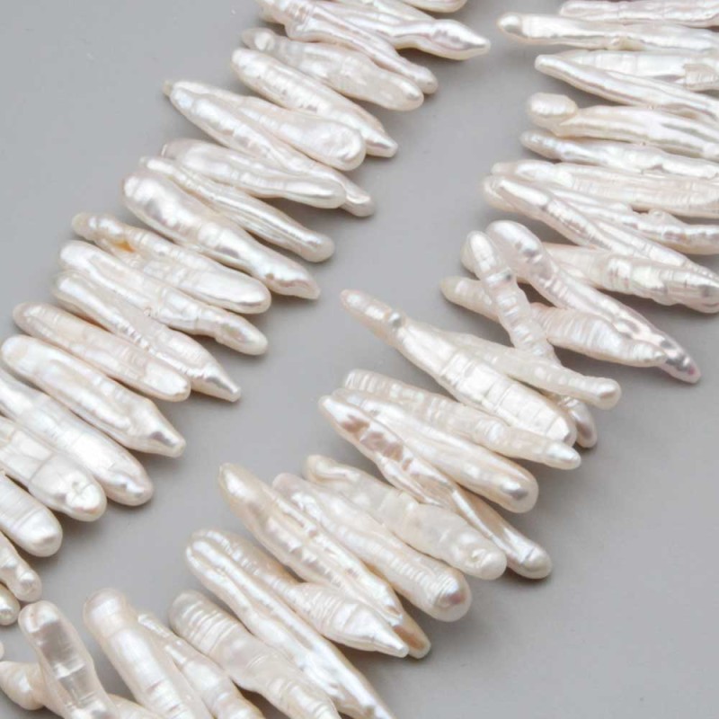 Perle di fiume grado A+++ bianche 26x7 mm circa conf. 10 pz (peper-01o3) - pietreeminuterie.com