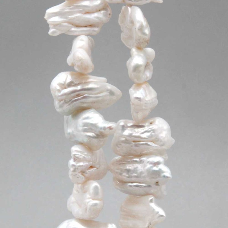 Perle di fiume irregolari bianche multiriflesso 15x9 mm circa grado A+++ 2 pz (82777-pl) - pietreeminuterie.com