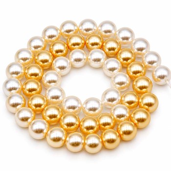 Perle di maiorca 8 mm colori sfumati dal bianco all'oro filo 40 cm Perle di maiorca 8 mm colori sfumati dal bianco all'oro filo 40 cm