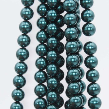 Perle di maiorca tonde 8 mm verde petrolio filo 40 cm