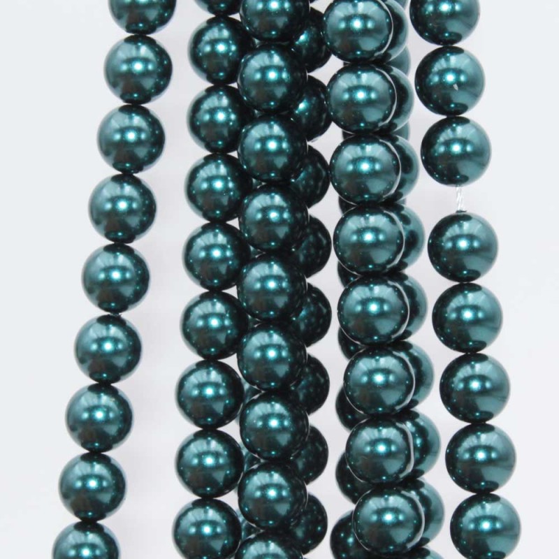 Perle di maiorca tonde 8 mm verde petrolio filo 40 cm Perle di maiorca tonde 8 mm verde petrolio filo 40 cm