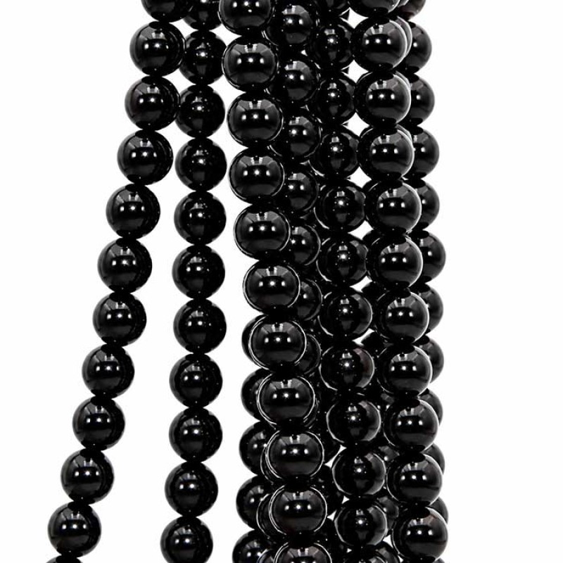 Perle di maiorca tonde nere 8 mm filo 40 cm Perle di maiorca tonde nere 8 mm filo 40 cm