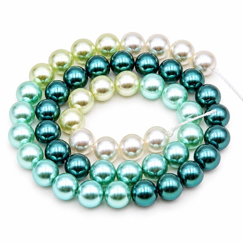 Perle di maiorca 8 mm colori sfumati dal bianco al verde petrolio filo 40 cm Perle di maiorca 8 mm colori sfumati dal bianco al verde petrolio filo 40 cm