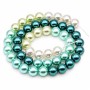 Perle di maiorca 8 mm colori sfumati dal bianco al verde petrolio filo 40 cm