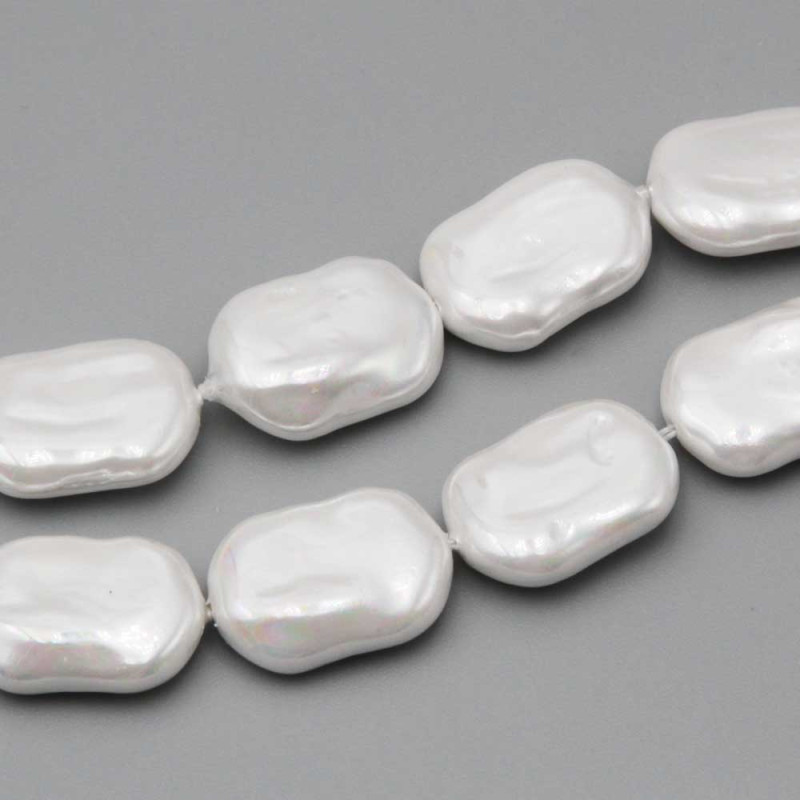 Perle di maiorca irregolari bianche 20x14 mm conf. 2 pz (irr-90211) - pietreeminuterie.com