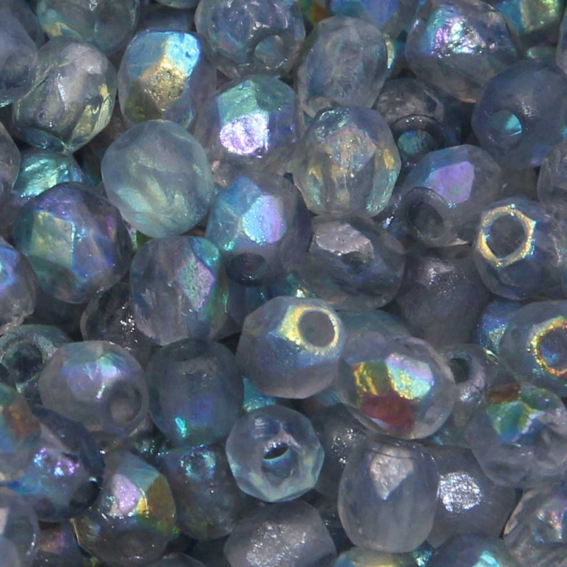 Perline Ceche Cristallo lucidate a fuoco blue rainbow 4 mm 40 pz (98588) - pietreeminuterie.com