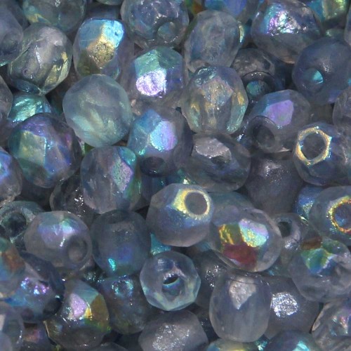Perline Ceche Cristallo lucidate a fuoco blue rainbow 4 mm 40 pz