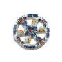 Perline ceramica ruota carro bianca decorazioni blu 19 mm conf. 1 pz