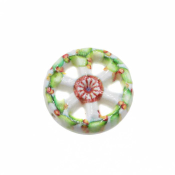 Perline ceramica ruota carro bianca decorazioni verdi 19 mm conf. 1 pz