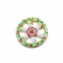 Perline ceramica ruota carro bianca decorazioni verdi 19 mm conf. 1 pz