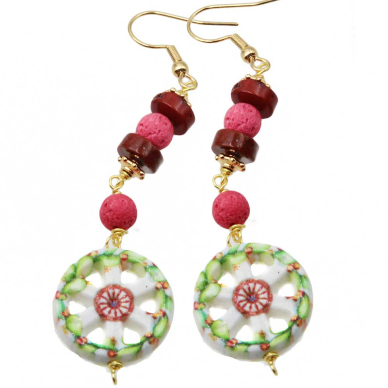 Perline ceramica ruota carro rossa e verde 19 mm conf. 1 pz (car-00012) - pietreeminuterie.com