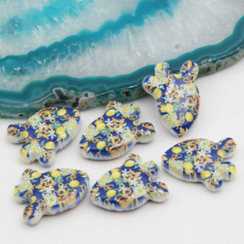 Perline in ceramica cactus limoni e fiori 17x13 mm conf. 2 pz (cac-t804) - pietreeminuterie.com
