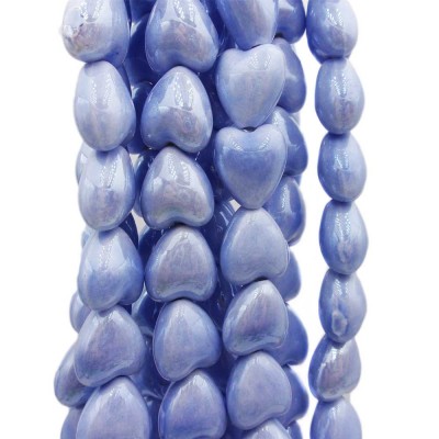 Cuori in ceramica azzurro 12.5x11.5 mm filo 30 cm
