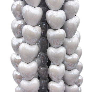 Cuori in ceramica grey 12.5x11.5 mm filo 30 cm