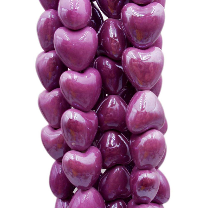 Cuori in ceramica viola 12.5x11.5 mm filo 30 cm (cuvv78m) - pietreeminuterie.com