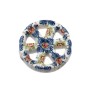 Perline ceramica ruota carro bianca decorazioni blu 19 mm conf. 1 pz