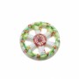 Perline ceramica ruota carro bianca decorazioni verdi 19 mm conf. 1 pz