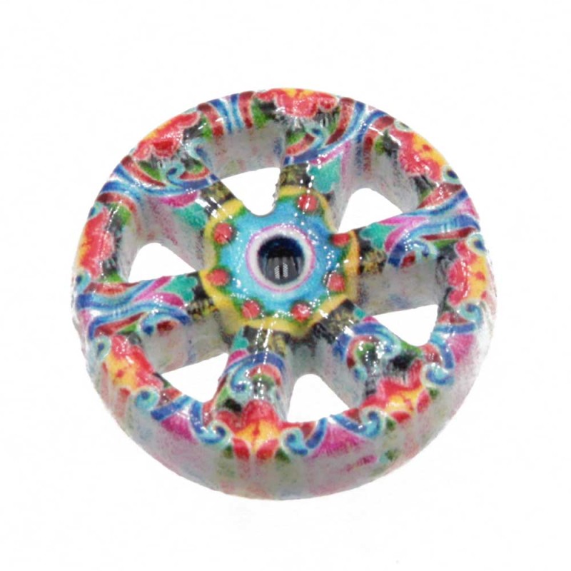 Perline ceramica ruota carro decorazioni multicolor 19 mm conf. 1 pz (car-11126) - pietreeminuterie.com