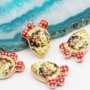 Perline in ceramica cactus finiture rosse gialle 17x13 mm conf. 2 pz