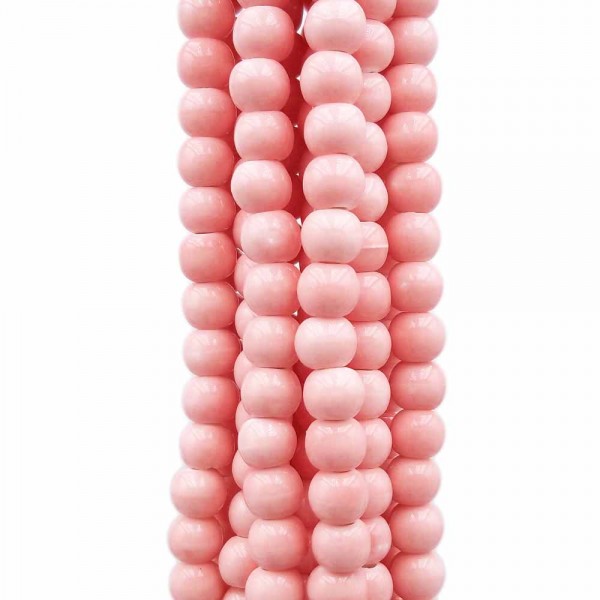 Perline In Ceramica | Perline in ceramica rosa 6x5.4 mm filo 32 cm - 6rosmm1