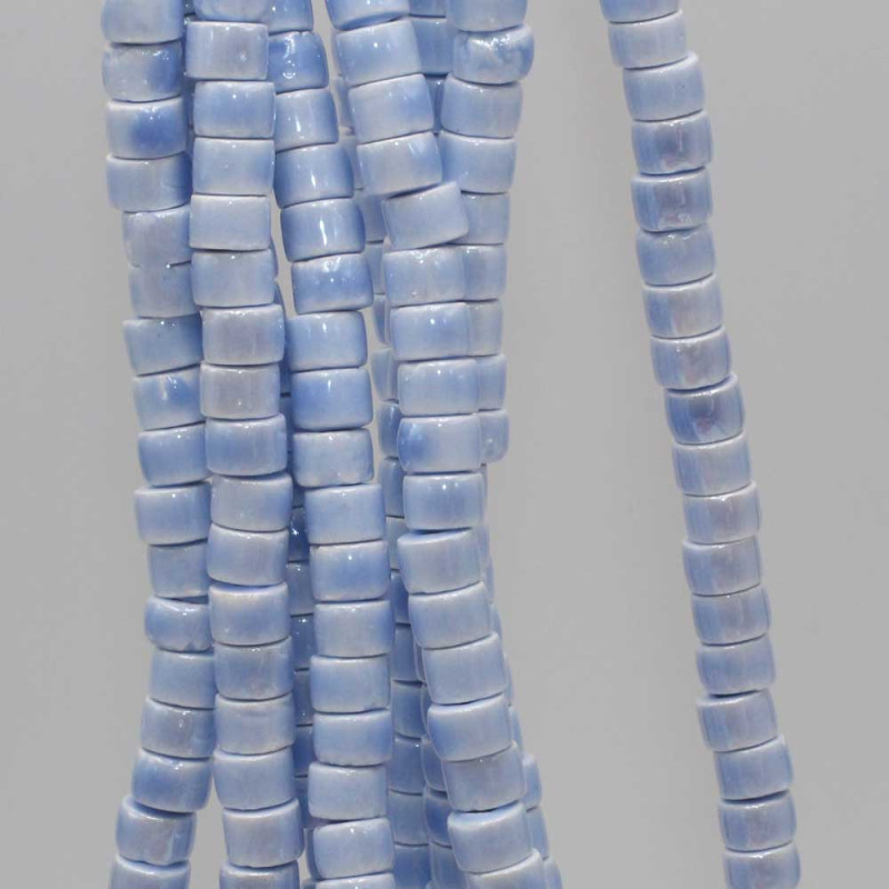 Rondelle in ceramica 6x4 mm color celesti filo 40 cm (cer-21ema) - pietreeminuterie.com