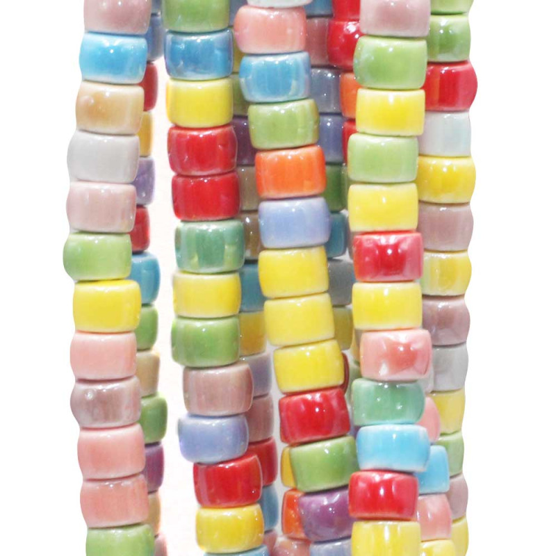 Rondelle in ceramica 6x4 mm multi color filo 40 cm (cer-4v55) - pietreeminuterie.com