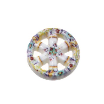 Perline ceramica ruota carro bianco decorate 19 mm conf. 1 pz