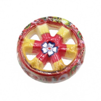 Perline ceramica ruota carro con quadrifoglio 19 mm conf. 1 pz