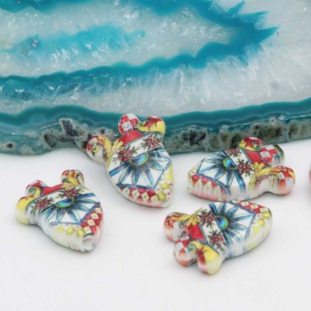 Perline in ceramica cactus fiore 17x13 mm conf. 2 pz Perline in ceramica cactus fiore 17x13 mm conf. 2 pz