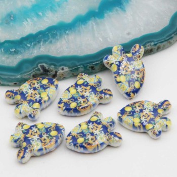 Perline in ceramica cactus limoni e fiori 17x13 mm conf. 2 pz
