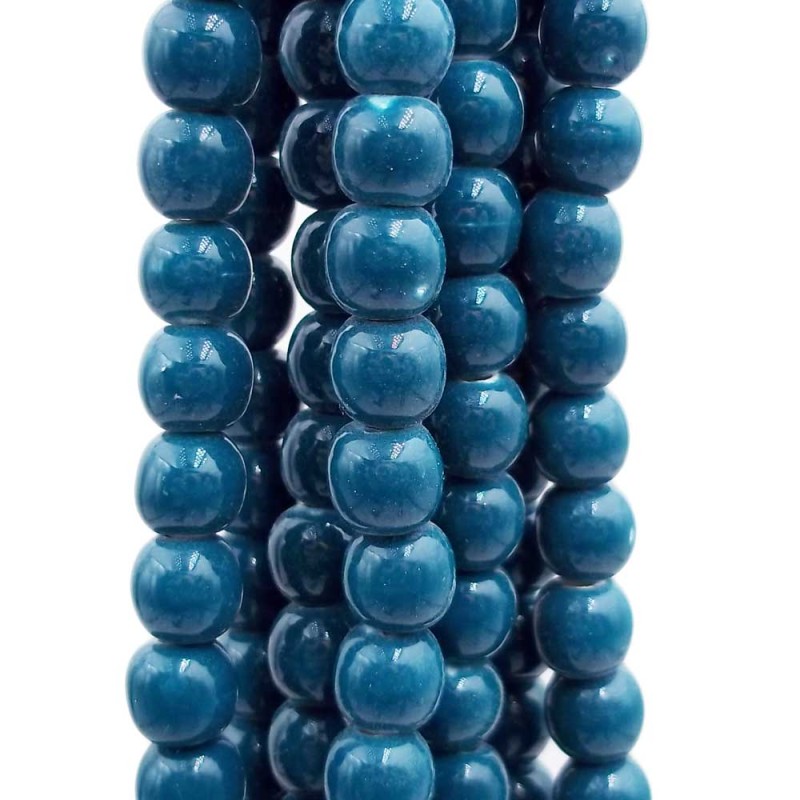 Perline in ceramica verde bottiglia 6x5.4 mm filo 32 cm (72001d4) - pietreeminuterie.com