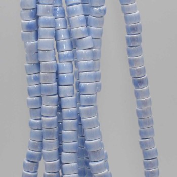 Rondelle in ceramica 6x4 mm color celesti filo 40 cm