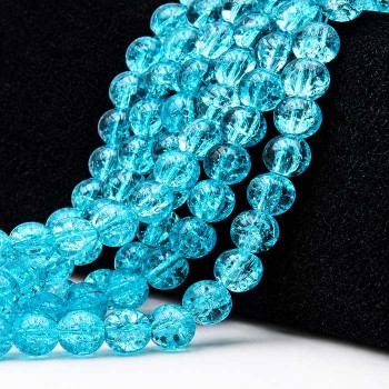 Perline crack celesti tonde lisce 8 mm filo 80 cm circa 100 perline
