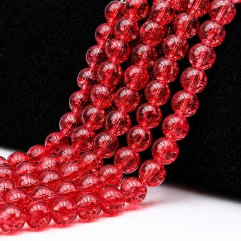 Perline crack rosse tonde lisce 8 mm filo 80 cm circa 100 perline