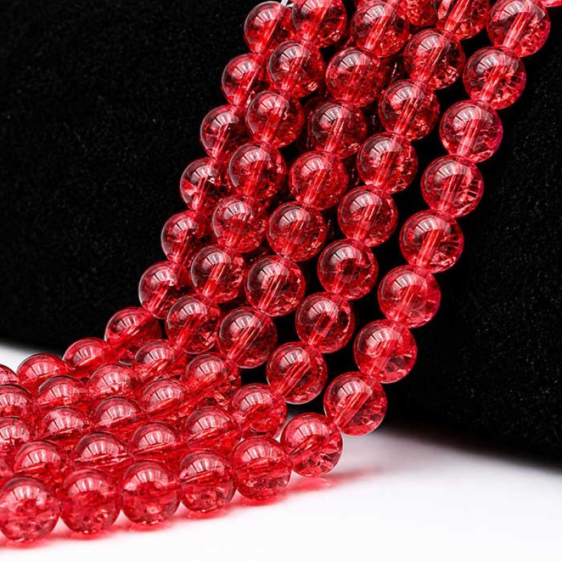 Perline crack rosse tonde lisce 8 mm filo 80 cm circa 100 perline Perline crack rosse tonde lisce 8 mm filo 80 cm circa 100 perline