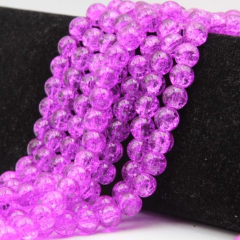 Perline crack rosa scuro tonde lisce 8 mm filo 80 cm circa 100 perline