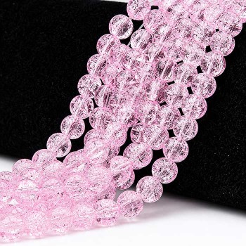 Perline crack rosa tonde lisce 8 mm filo 80 cm circa 100 perline
