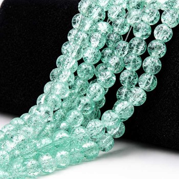 Perline crack verde acqua tonde lisce 8 mm filo 80 cm circa 100 perline