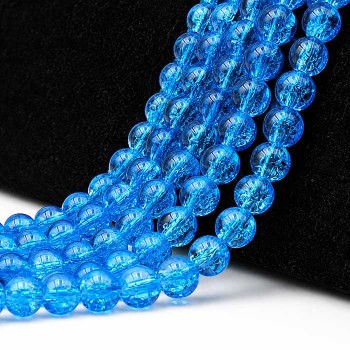 Perline crack azzurre tonde lisce 8 mm filo 80 cm circa 100 perline