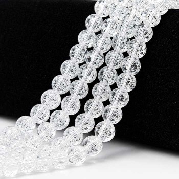 Perline crack bianche tonde lisce 8 mm filo 80 cm circa 100 perline